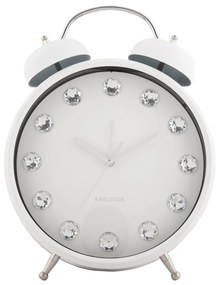 Karlsson 6019WH designerski zegar stołowy/budzikbiały, śr. 30 cm