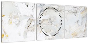 Obraz - Papier olejny z marmurowym wzorem (z zegarem) (90x30 cm)