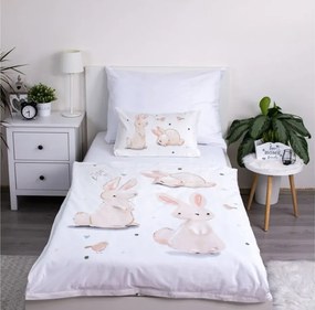 PrzytulneMieszkanie.pl PrzytulneMieszkanie.pl Bawełniana pościel do łóżeczka BUNNIES biała Rozmiar pościeli: 40 x 60 cm | 100 x 135 cm