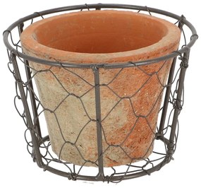 Koszyk druciany z terakotową doniczką Esschert Design
