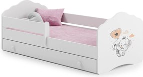 Łóżko dziecięce FALA 140x70 cm białe z szufladą, materacem, barierką zabezpieczającą i stelażem