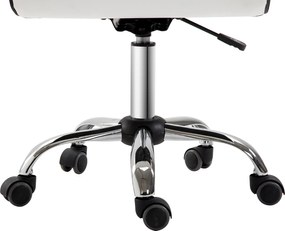 HOMCOM Krzesło Biurowe, Fotel Obrotowy, Skóra Ekologiczna, Konstrukcja ze Stali, 5 Kół, Wyściełane, Białe