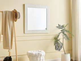 Kwadratowe lustro ścienne 80x80x1,5 cm - Rama drewniana - Przezroczyste lustro - MDF - Biały