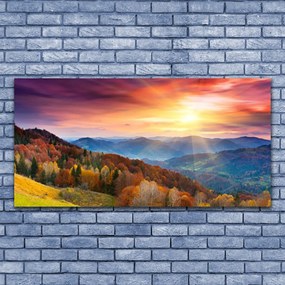 Obraz canvas Promienie Słońca w Górach