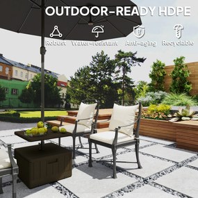 Outsunny Stojak na parasol tarasowy, stojak na parasol ogrodowy z blatem, podstawa parasola, Tworzywo sztuczne, Czarny