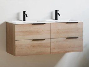 Szafka łazienkowa wisząca  z umywalką do zabudowy- Jasny naturalny - 120 cm - NISAYA