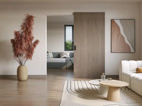 Drzwi przesuwne z drewna i MDF z niewidoczną szyną - Jasny dąb - 93 x 210 cm - BOCAZI