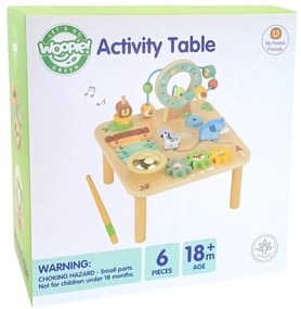 Woopie green drewniany stolik edukacyjny muzyczny labirynt sensoryczny 5w1