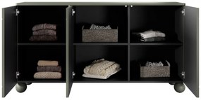 Komoda Sonatia II 150 cm trzydrzwiowa na nogach kulach - oliwka