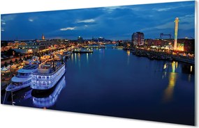 Szklany Panel Statek w Nocnym Mieście