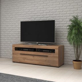 Szafka RTV stojąca TULLIA 140 cm do Salonu pod Telewizor 2 Szuflady - Dąb