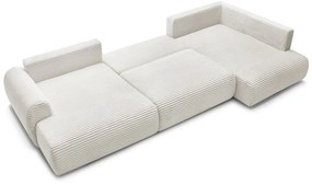 Kremowy sztruksowy rozkładany/ze schowkiem narożnik (prawostronny/w kształcie litery U) Lucien – Bobochic Paris
