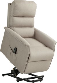 HOMCOM Fotel relax z elektryczną pomocą wstania, regulowalne oparcie/podnóżek, do 120 kg, 66 x 90 x 96 cm, Kolor beżowy