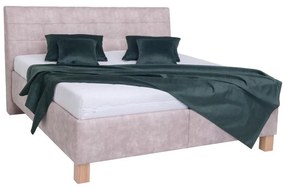 Tapicerowane łóżko z pojemnikiem na pościel VIOLET 160 x 200 cm, bez materaca, beżowe