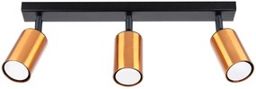 Potrójna lampa sufitowa z reflektorkami czarny + miedź - A571 B3-G48
