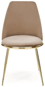 K460 krzesło beżowy tapicerowane, glamour, velvet, złoty