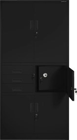 Biurowa szafa na akta z sejfem Filip II 90x40x185 cm czarna