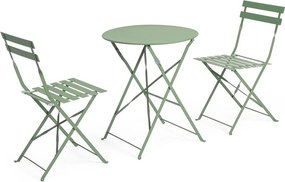 Szałwiowy stalowy zestaw mebli ogrodowych dla 2 osób Austin – Bizzotto