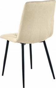 PROMOCJA Jasnobeżowe aksamitne krzesło do jadalni LIBRA z czarnymi nogami II jakość