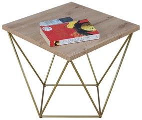 Kwadratowy stolik kawowy dąb artisan + złoty - Mokita 5X