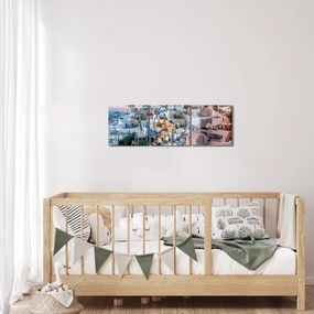Obraz - Zmierzch na Santorini (z zegarem) (90x30 cm)
