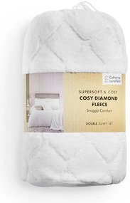 Biała pościel dwuosobowa z mikropluszu 230x220 cm Cosy Diamond – Catherine Lansfield