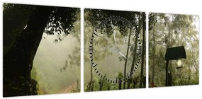 Obraz porannej mgły (z zegarem) (90x30 cm)