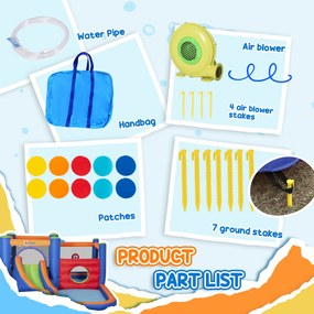 Outsunny Zamek Bawialnia Nadmuchiwany z Zjeżdżalnią Basenem i Strefą Skakania dla 3 Dzieci Wielofunkcyjny | Aosom PL