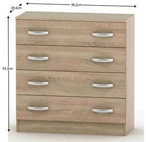 Komoda BETTY 4S, dąb sonoma