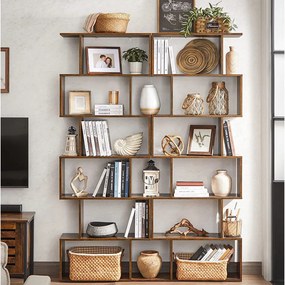 Vasagle Regał/półka na książki PRESTON, 70x24x190,5cm, rustykalny brąz