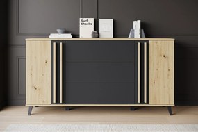 MINIO go for it, Komoda HURON 150 cm dąb artisan/czarny