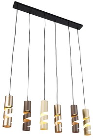 Moderne hanglamp zwart met taupe en beige 6-lichts - Stream Nowoczesny Oswietlenie wewnetrzne