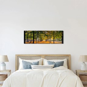 Obraz alei jesiennych drzew (z zegarem) (90x30 cm)