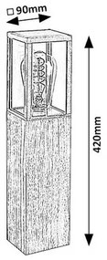 Rabalux 7196 zewnętrzny niski słupek latarnia z drewnianymi elementami Wales