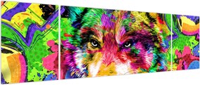 Obraz - Wilk z graffiti (170x50 cm)