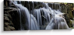 Obraz - Kaskady wodospadów (z zegarem) (90x30 cm)