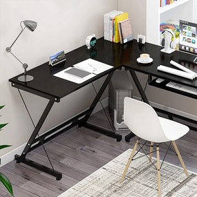 Nowoczesne biurko narożne w stylu industrialnym do komputera lub gier - 120x48x74 cm, czarne