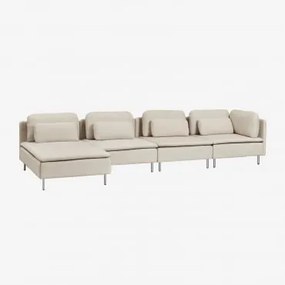 Modułowa Sofa Z Lewą Szezlongiem Z 4 Częściami I Narożnym Modułem Oriol Tkaniny Beżowy Krem - Sklum