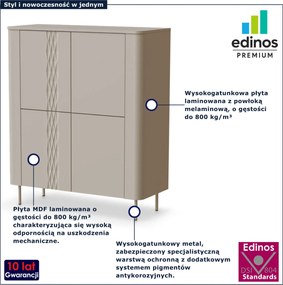 Kaszmirowa wysoka komoda na nóżkach P8-G30
