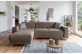 Brązowy rozkładany/ze schowkiem narożnik Classy Sophie – Miuform