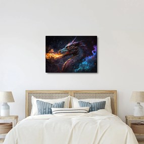 Obraz - Smok plujący płomieniami (70x50 cm)