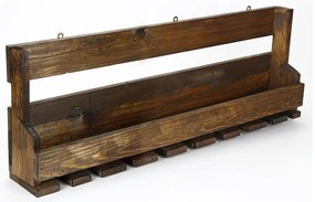 Ręcznie robiony stojak na wino z wieszakiem na kieliszki z litego drewna Catalin Faina, 90x30x12 cm