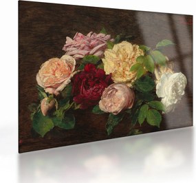 Obraz na szkle - Henri Fantin-Latour, Roses de Nice on a Table, reprodukcje (70x50 cm)