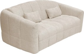 Kanapa 3-osobowa z systemem szybkiego rozkładania z kremowej tkaniny bouclette - miejsce do spania 140 cm - materac 13 cm z pamięcią kształtu - RETUNA