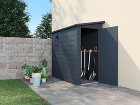 Domek ogrodowy z przylegającą żywicą antracytowy szary 2,09 m² ALBERTO