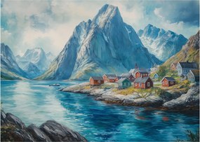 Obraz na szkle - Norweskie miasteczko (70x50 cm)