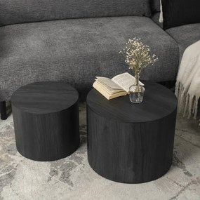 Zestaw Stolików Kawowych LEILA 38 cm/48 cm Czarny Loft
