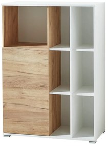 Biały regał w dekorze dębu 85x120 cm Lioni – Germania