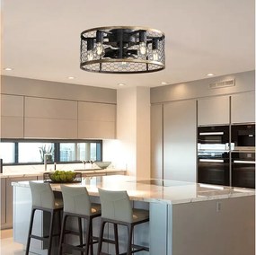 Wentylator sufitowy Cage - wentylator sufitowy montowany na płasko z 7 łopatkami ABS i światłem - 6 ustawień prędkości