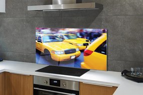 Panel szklany do Kuchni Żółta Taksówka w Mieście